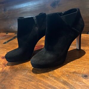 Via Spiga Black Suede Ankle Booties with Side Zipper